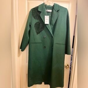 Zara Hunter Green full length coat